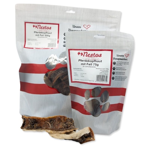 [H-121-024-075] Pferdekopfhaut mit Fell (75g)